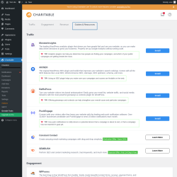 Page screenshot: Charitable → Growth Tools → Guides & Resources