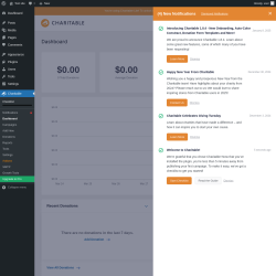 Page screenshot: Charitable → Notifications