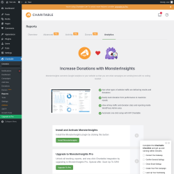 Page screenshot: Charitable → Reports → Analytics