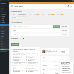 Page screenshot: Charitable → Settings → Payment Gateways