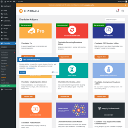 Page screenshot: Charitable → Addons