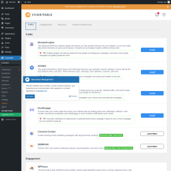 Page screenshot: Charitable → Growth Tools → Traffic
