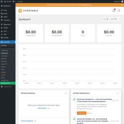 Page screenshot: Charitable → Dashboard