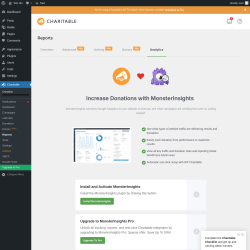 Page screenshot: Charitable → Reports → Analytics