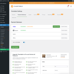 Page screenshot: Charitable → Settings → Payment Gateways