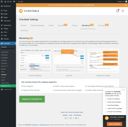 Page screenshot: Charitable → Settings → Marketing