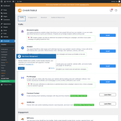 Page screenshot: Charitable → Growth Tools → Traffic