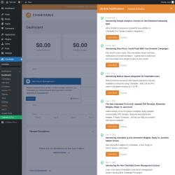 Page screenshot: Charitable → Notifications