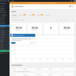 Page screenshot: Charitable → Reports