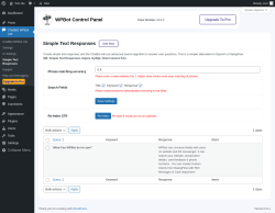 Page screenshot: ChatBot WPBot Lite → Simple Text Responses
