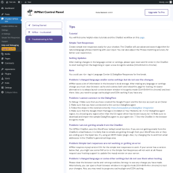 Page screenshot: ChatBot WPBot Lite → Help and Debugging →   Troubleshooting & FAQ
