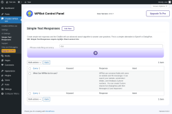 Page screenshot: ChatBot WPBot Lite → Simple Text Responses