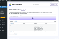 Page screenshot: ChatBot WPBot Lite → Simple Text Responses