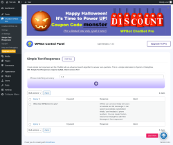 Page screenshot: ChatBot WPBot Lite → Simple Text Responses