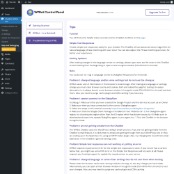 Page screenshot: ChatBot WPBot Lite → Help and Debugging →   Troubleshooting & FAQ