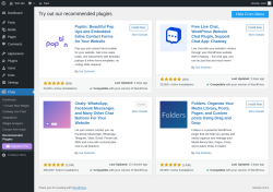 Page screenshot: Chaty → Recommended Plugins