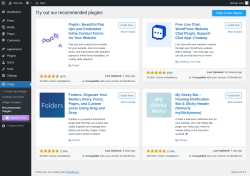 Page screenshot: Chaty &rarr; Recommended Plugins