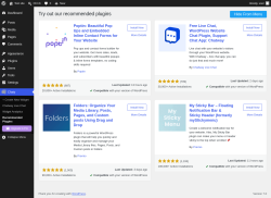 Page screenshot: Chaty &rarr; Recommended Plugins