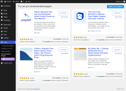 Page screenshot: Chaty &rarr; Recommended Plugins