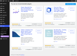 Page screenshot: Chaty &rarr; Recommended Plugins