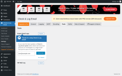 Page screenshot: Check & Log Email &rarr; Settings &rarr; Tools