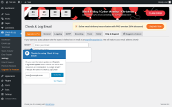 Page screenshot: Check & Log Email &rarr; Help & Support &rarr; Upgrade to Pro