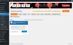 Page screenshot: Check & Log Email &rarr; Settings &rarr; SMTP