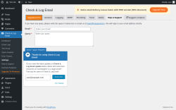 Page screenshot: Check & Log Email &rarr; Help & Support &rarr; Upgrade to Pro