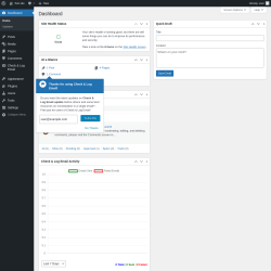 Page screenshot: Dashboard &lsaquo; Test site &mdash; WordPress