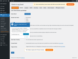 Page screenshot: Check & Log Email &rarr; Settings &rarr; Upgrade to Pro