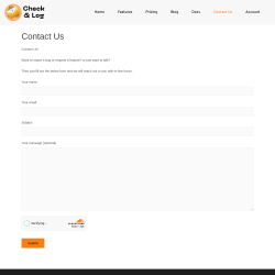 Page screenshot: Check & Log Email &rarr; Settings &rarr; Suggest a feature