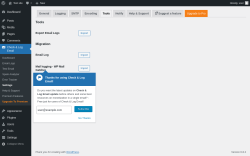 Page screenshot: Check & Log Email → Settings → Tools