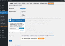Page screenshot: Check & Log Email → Settings → Upgrade to Pro