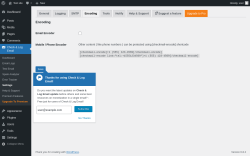 Page screenshot: Check & Log Email → Settings → Encoding