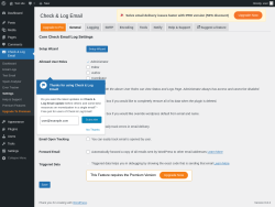 Page screenshot: Check & Log Email → Settings