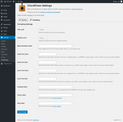 Page screenshot: Settings → ChordPress → Formatting