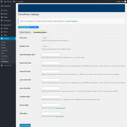 Page screenshot: Settings → ChordPress → Formatting Options