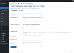 Page screenshot: Clasify Classified → Settings → Pages