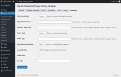 Page screenshot: Clasify Classified → Settings → Additional