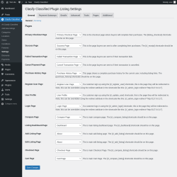 Page screenshot: Clasify Classified → Settings