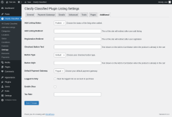 Page screenshot: Clasify Classified → Settings → Additional