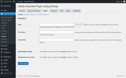Page screenshot: Clasify Classified → Settings → Emails