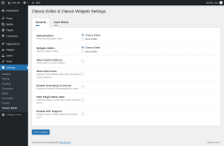 Page screenshot: Settings &rarr; Classic Editor