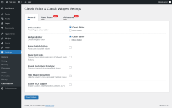 Page screenshot: Settings &rarr; Classic Editor
