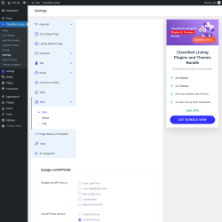 Page screenshot: Classified Listing → Settings → Misc