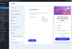Page screenshot: Classified Listing → Settings → Tools