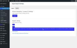 Page screenshot: Classified Listing → Export / Import