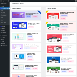 Page screenshot: Classified Listing → Themes & Addons