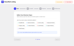 Page screenshot: Classified Listing → Setup