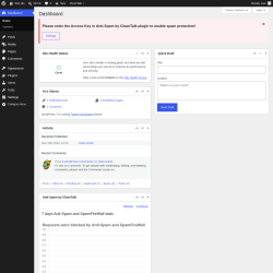 Page screenshot: Dashboard &lsaquo; Test site &mdash; WordPress